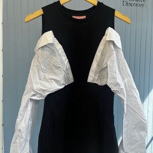 b+ab faux two pieces black and white beautiful dress. Size XS. Brand new.